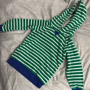 Mini Boden Green and White Striped Hoodie